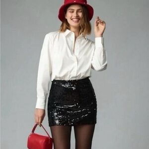 Anthropologie Mare Mare Button-Down Sequin Twofer Mini Dress